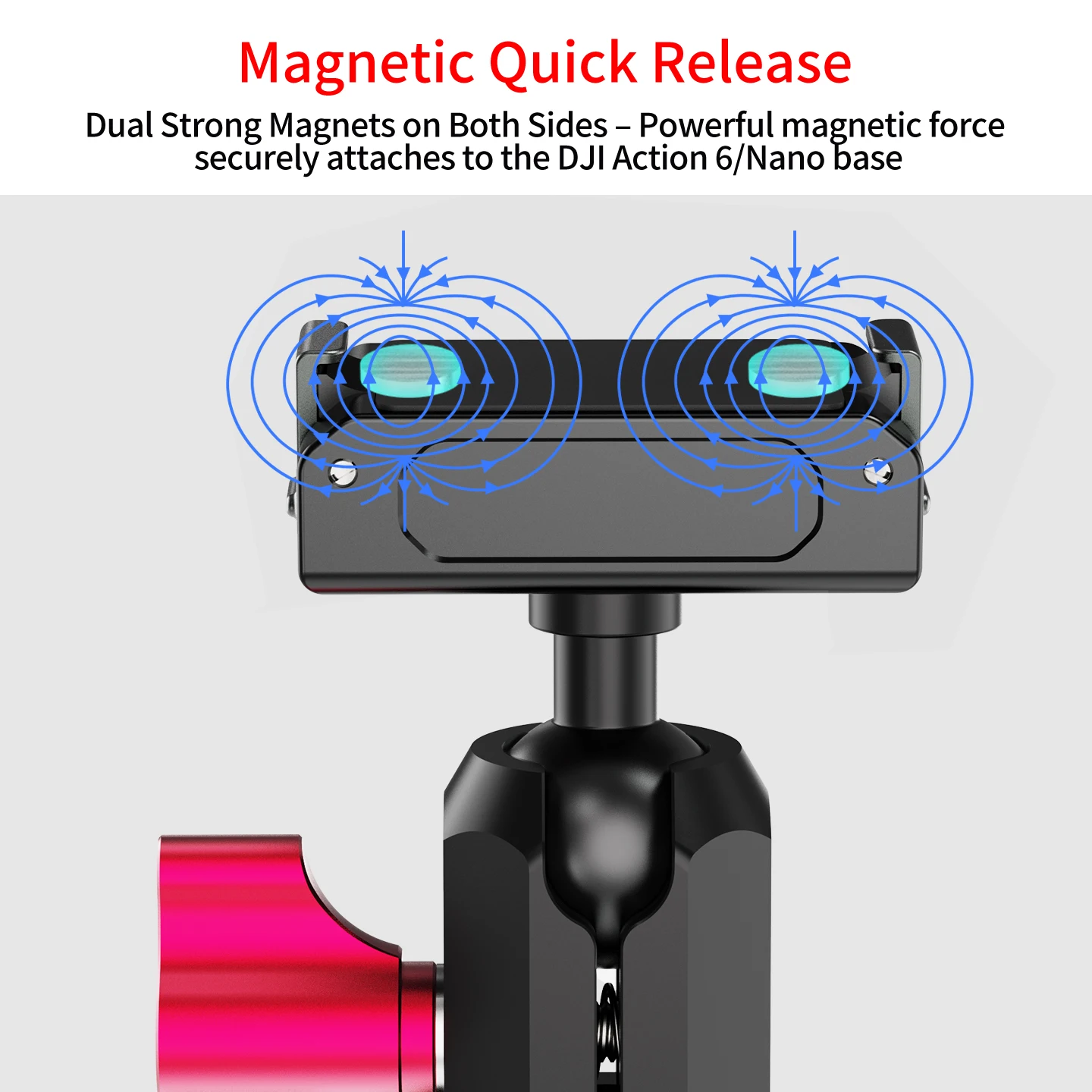 Magnetische Schnellwechselhalterung 17mm Kugelkopf 360° ° Verstellbare Aluminiumhalterung für DJI Osmo Action 6 Nano Motorrad-Fahr-Vlog – Detail 8