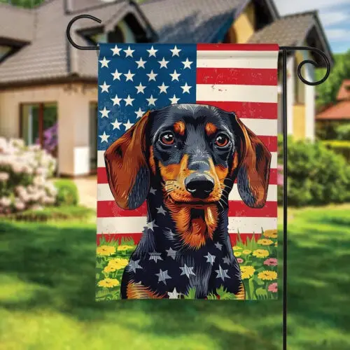 Happy Independence Day Double-sided Flag, Dachshund Dog 4th of July Flag VVL YYX EEZ