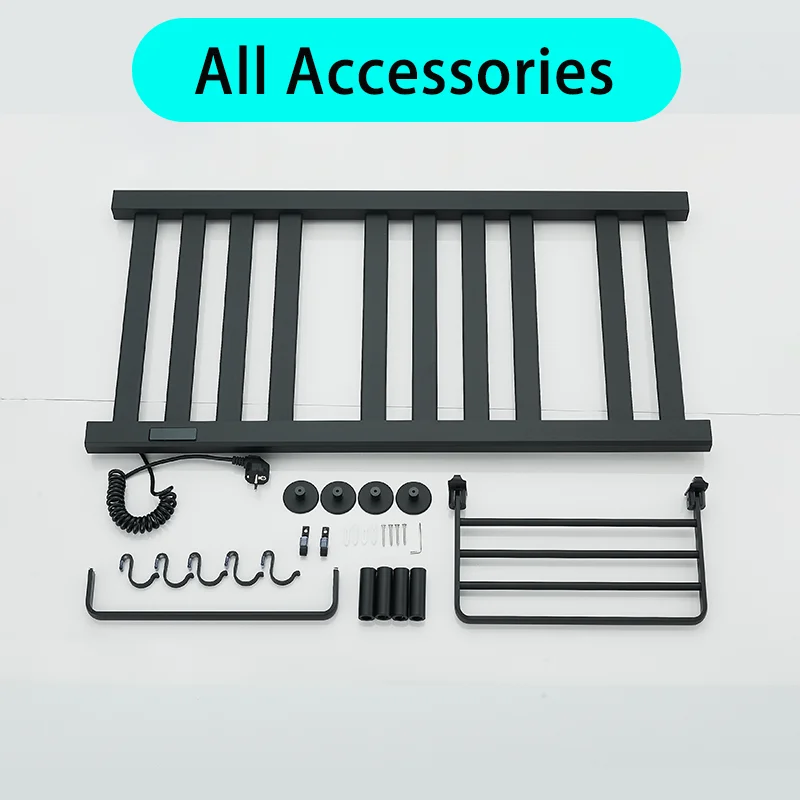 Thermostatic Electric Towel Rack LCD Cloth Dryer Towel Bar IPX4 Waterproof Bathrobe Rack Space Aluminum Bathroom Hardware Set