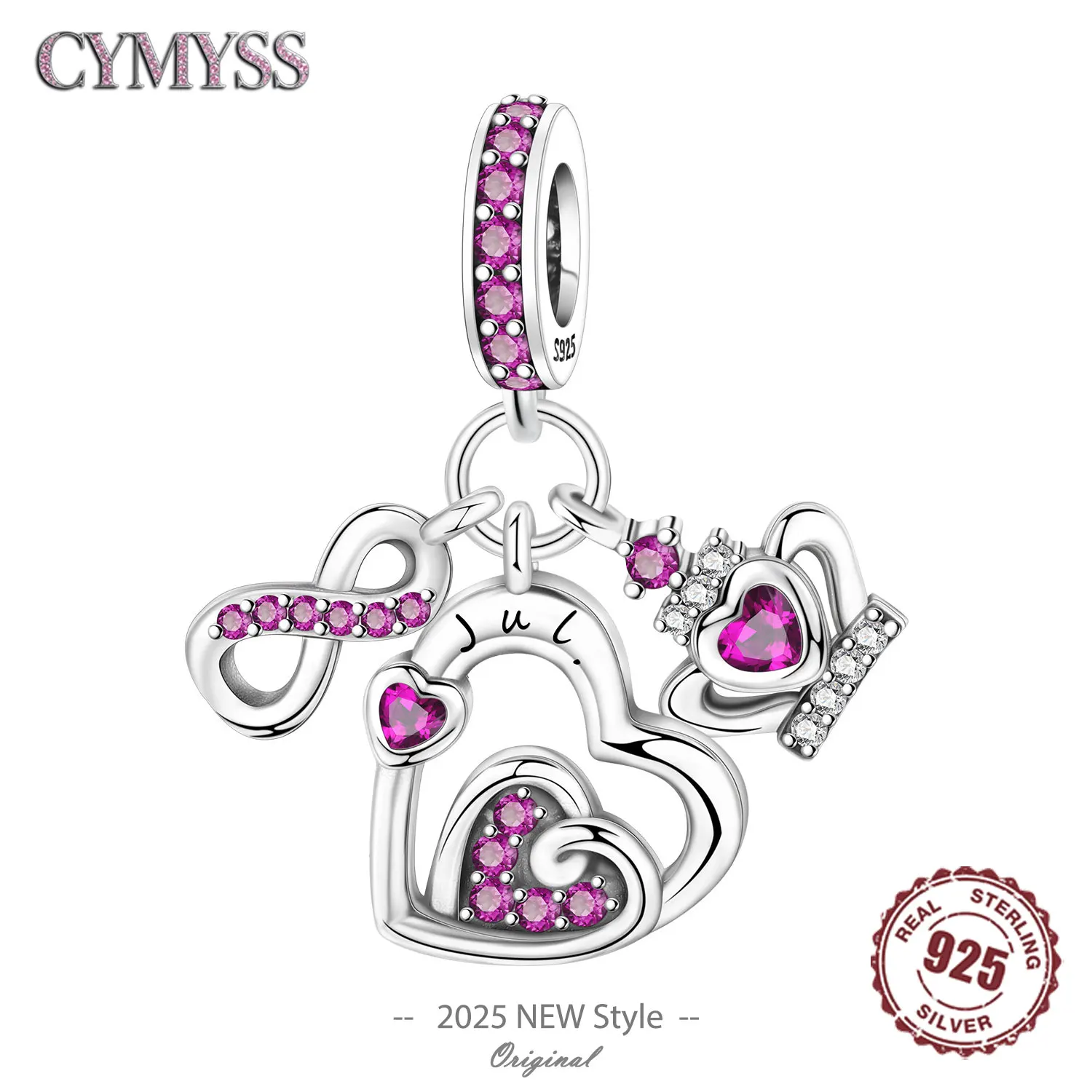 

1-12 Month Birthstone S925 Sterling Silver Charm Bead Pendant Fits Bangle Bracelet Necklace DIY Birthday Gift Party Jewellery