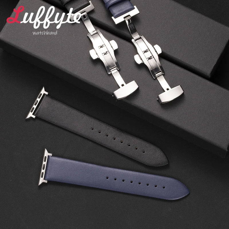 Ultra-thin Leather Strap for Apple Watch 1-10 SE Ultra Men\'s and Women\'s Band 49/46/45/44/42/41/40/38mm Watchband Accessories