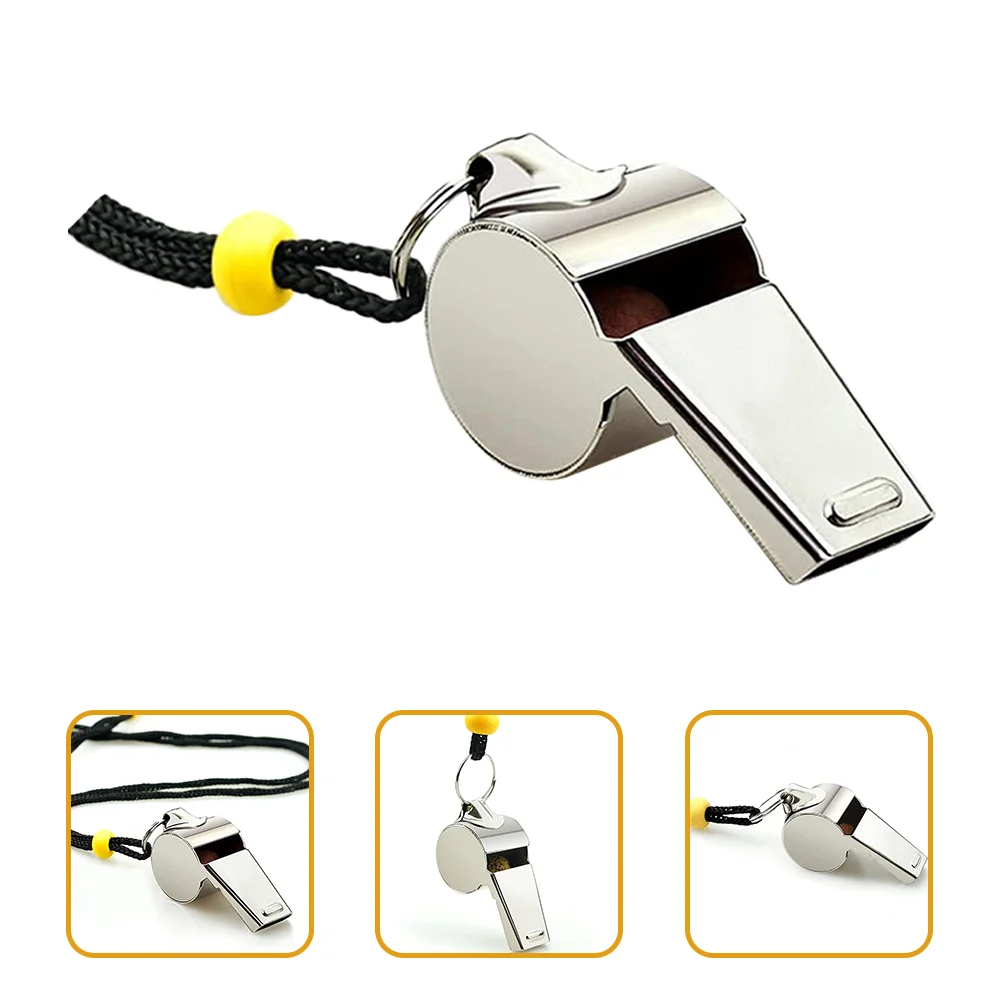 

3 Pcs Whistle Stainless Steel Portable Children Toy Cheering with Lanyard Kids Sports