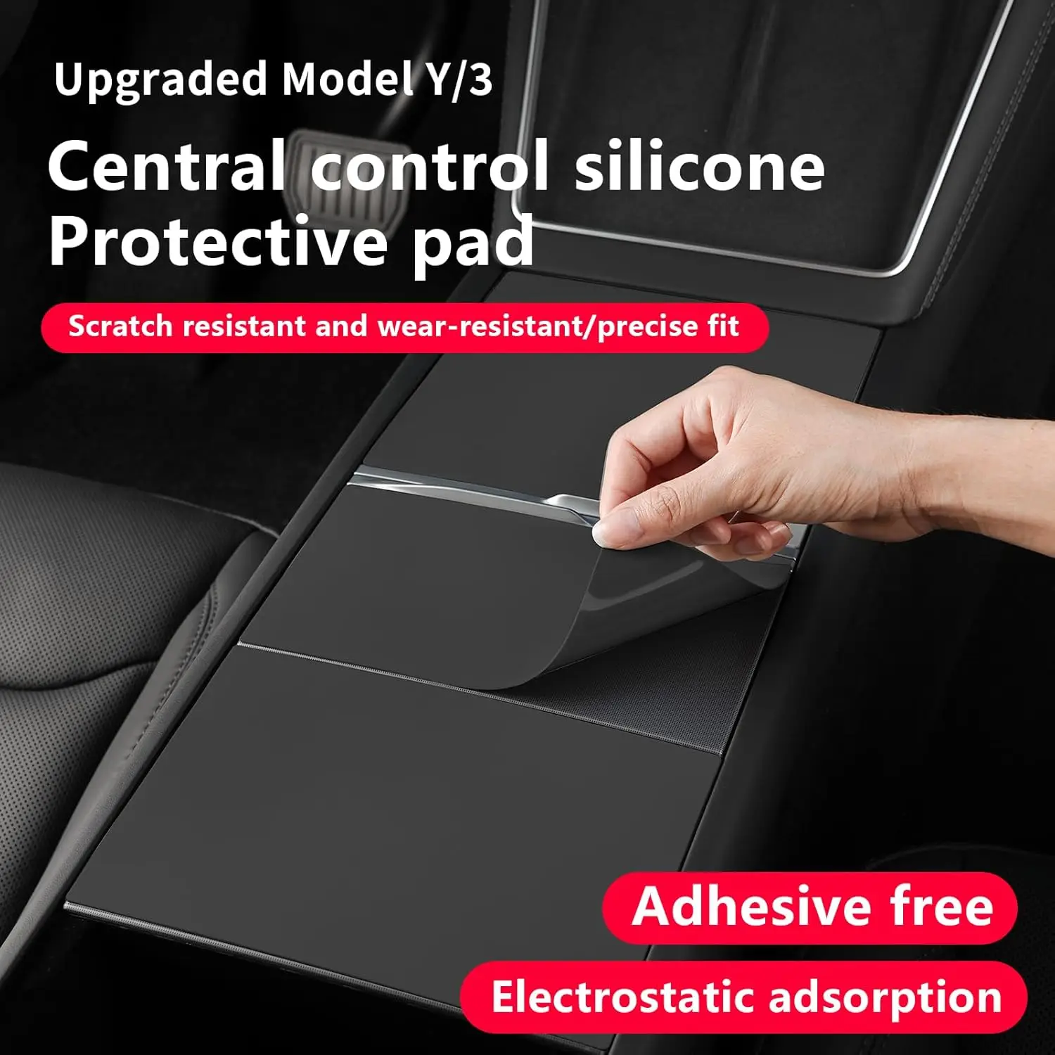 Image of Verbessertes Silikon-Schutzkit für die Mittelkonsole mit elektrostatischer Adsorption für Tesla Model 3 / Model Y Zubehör