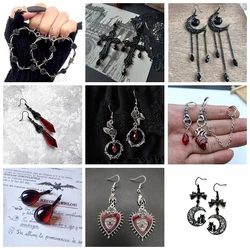 Party Jewelry Vintage Gothic Vampire Witch Black Rose Earrings for Women Creative Holiday Party Personalized Jewelry Accessories