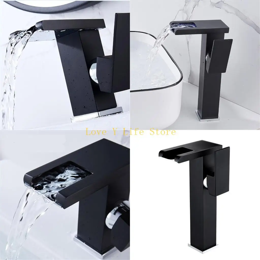 

L74C Temperature Colors Change Bathroom Mixer Tap Deck Mounted Wash Sink Taps