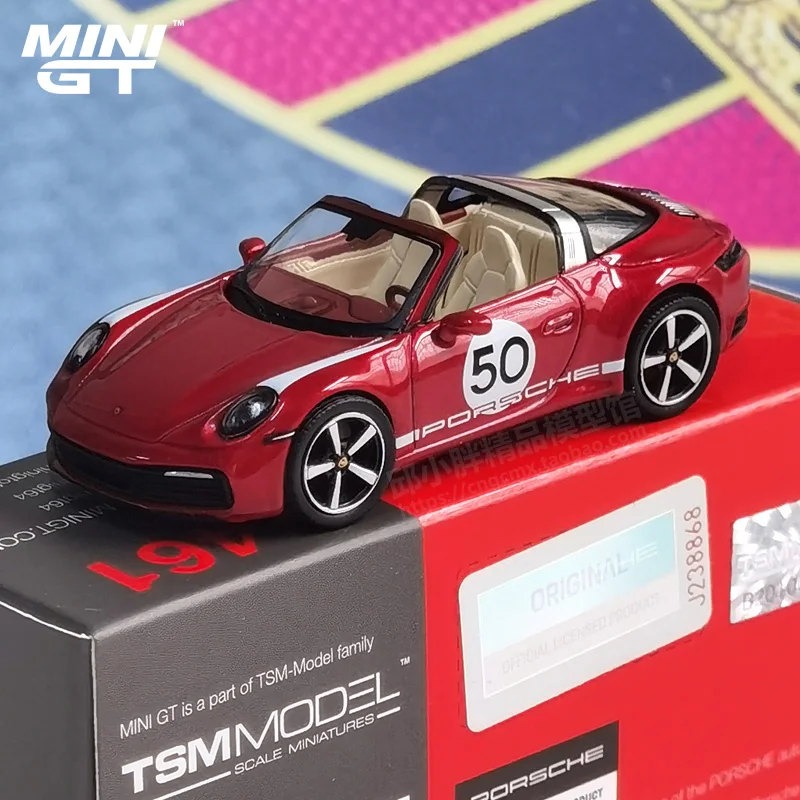 TSM MINI GT 1:64 #461  911 Targe 4S Heritage Design Edition Cherry Red Die-cast alloy car model collection display  gifts