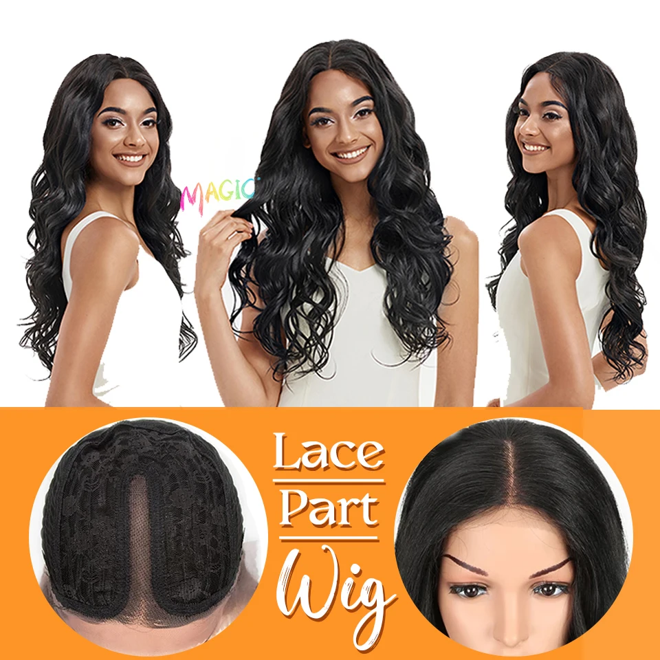 Magic Body Wavy Synthetic Lace Front Wigs For Black Women 30 inch Ombre Brown Higlight Lace Wig With Baby Hair Cosplay Wig