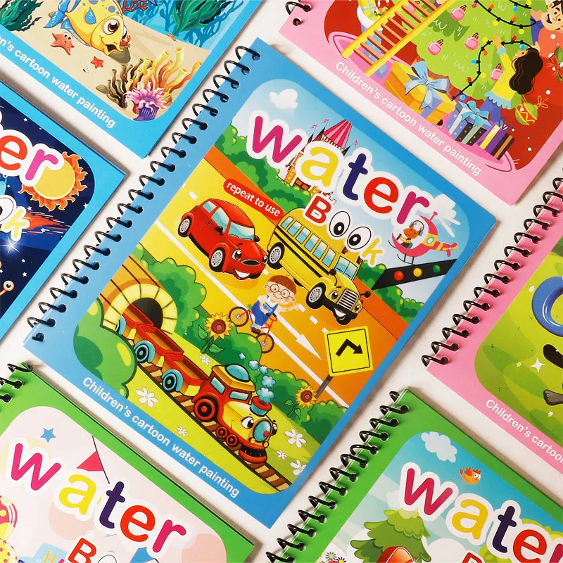 Wiederverwendbares magisches Zeichenbuch für Kinder mit Stift, Montessori-Frühpädagogik, Wasserfärbung, Spielzeug für Kinder, Geschenk, Wasser-Zeichenbuch