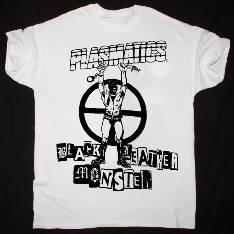 Vtg Plasmatics Black Leather Monster Cotton S 5XL White T Shirt AA2053