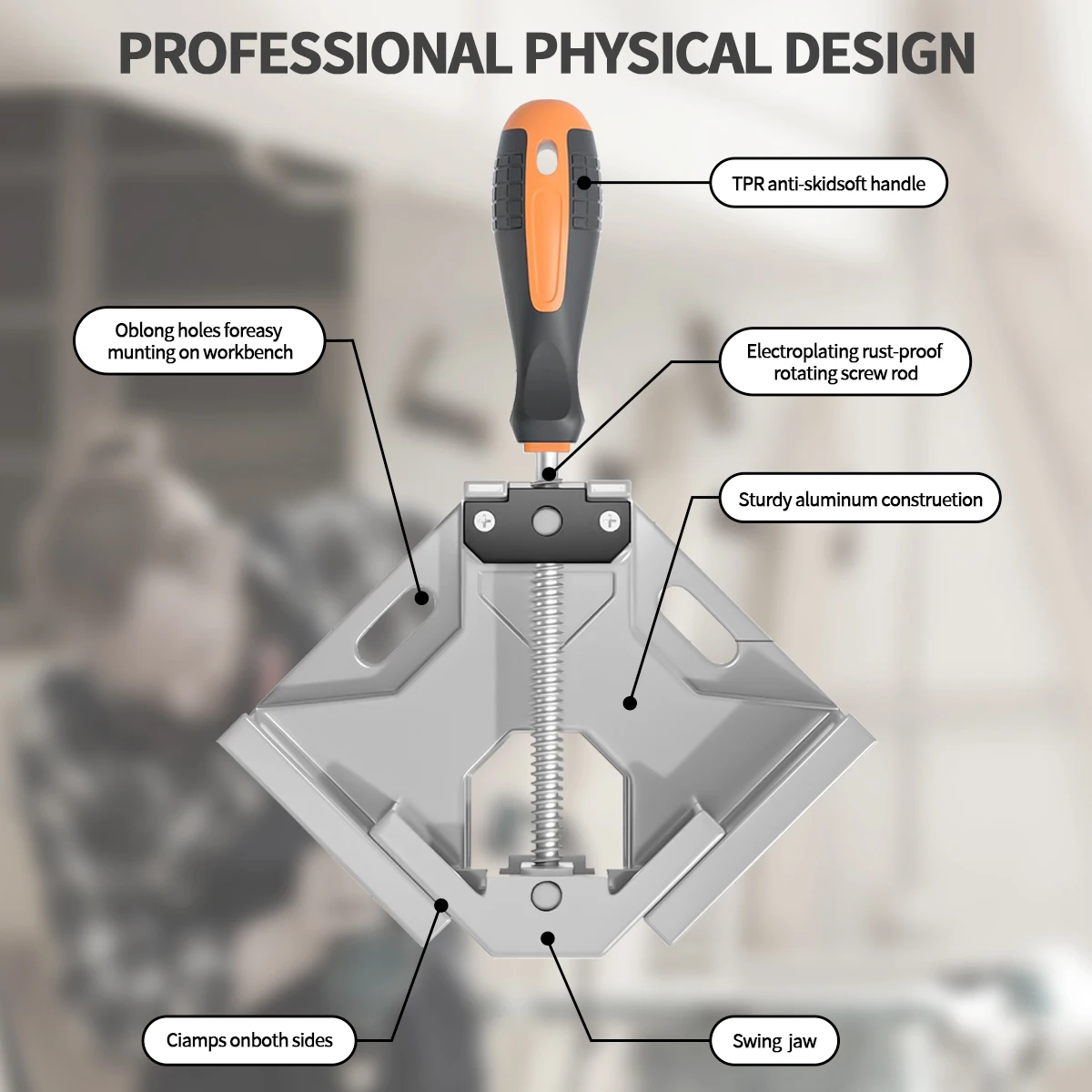 Abrazaderas de madera de ángulo recto de 90 grados para carpintería, con marco de aleación de aluminio de mandíbula oscilante ajustable, para soldadura, carpintería DIY