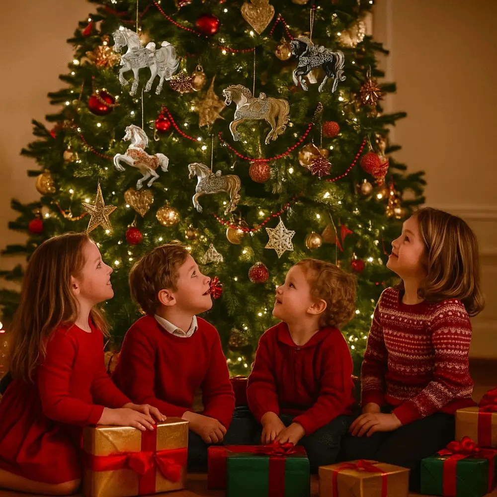 

White Horse Christmas Hanging Pendant 2D Flat Bag Pendant Charms Car Horse Pendant Acrylic Christmas Tree Ornament Navidad Decor