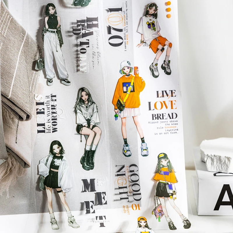 

60 мм * 2 м Kawaii модные еженедельные наклейки для домашних животных для девочек, креативный коллаж, мусорный журнал, сделай сам, ручная работа, эстетический декор, наклейки для скрапбукинга