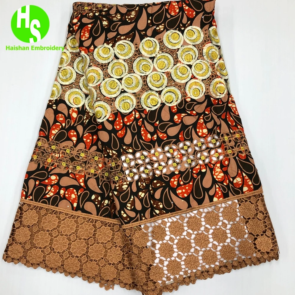 Latest 5 Yards Ankara Wax Lace Fabric 2023 Hight Qualiy African Wax Embroidery Fabric For Woman Party Dresses Material