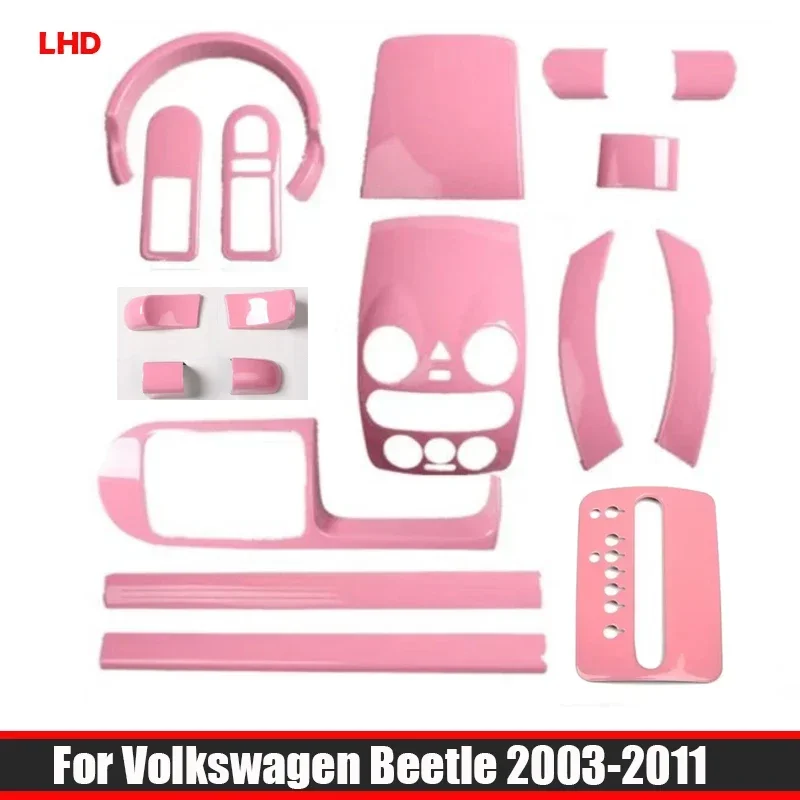

LHD For Volkswagen Beetle 2003-2011 ABS Pink look Center Control Panel window swtich door handl bowl Cover Interior Accessories