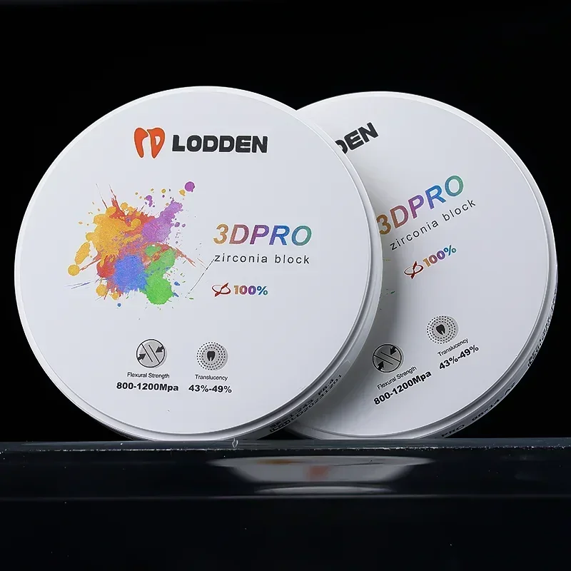 LODDEN Dental Material 3D Pro Zirconia Multilayer Block 98mm Transparency 43-49% Strength 800-1200Mpa CAD CAM Lab Zirconia Disc