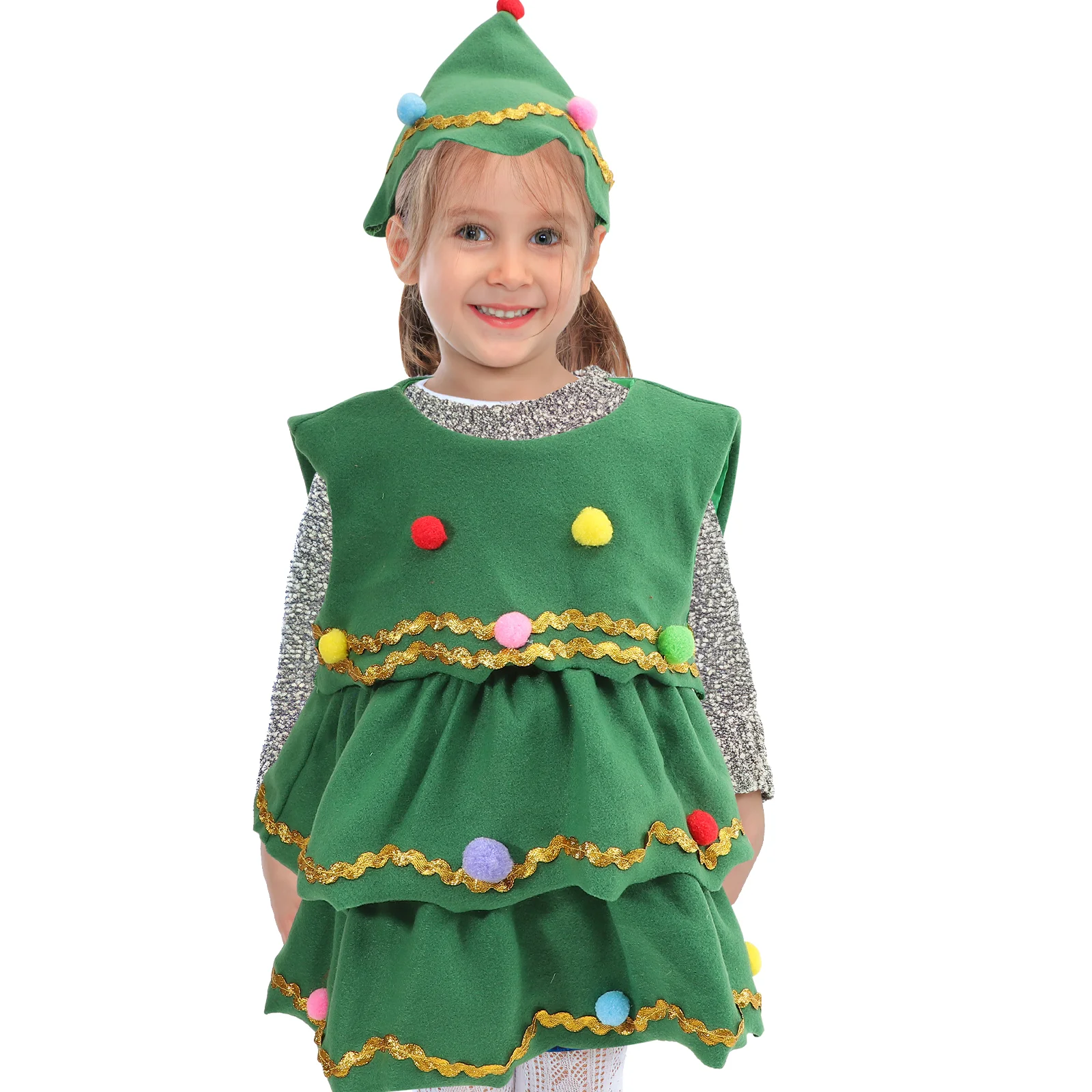 Stage Show Costume Costumes Children Cartoon Hat Boys and Girls Christmas Tree Dress