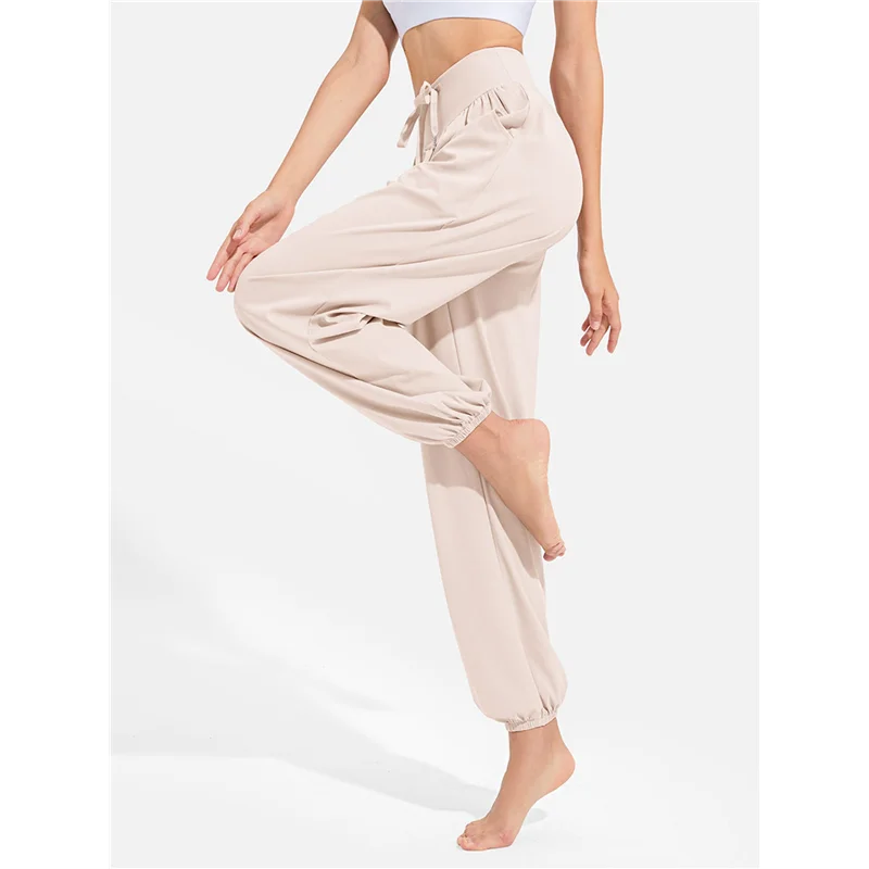 AB15 - Damskie spodnie do jogi z szerokimi nogawkami, wygodne, codzienne i przewiewne