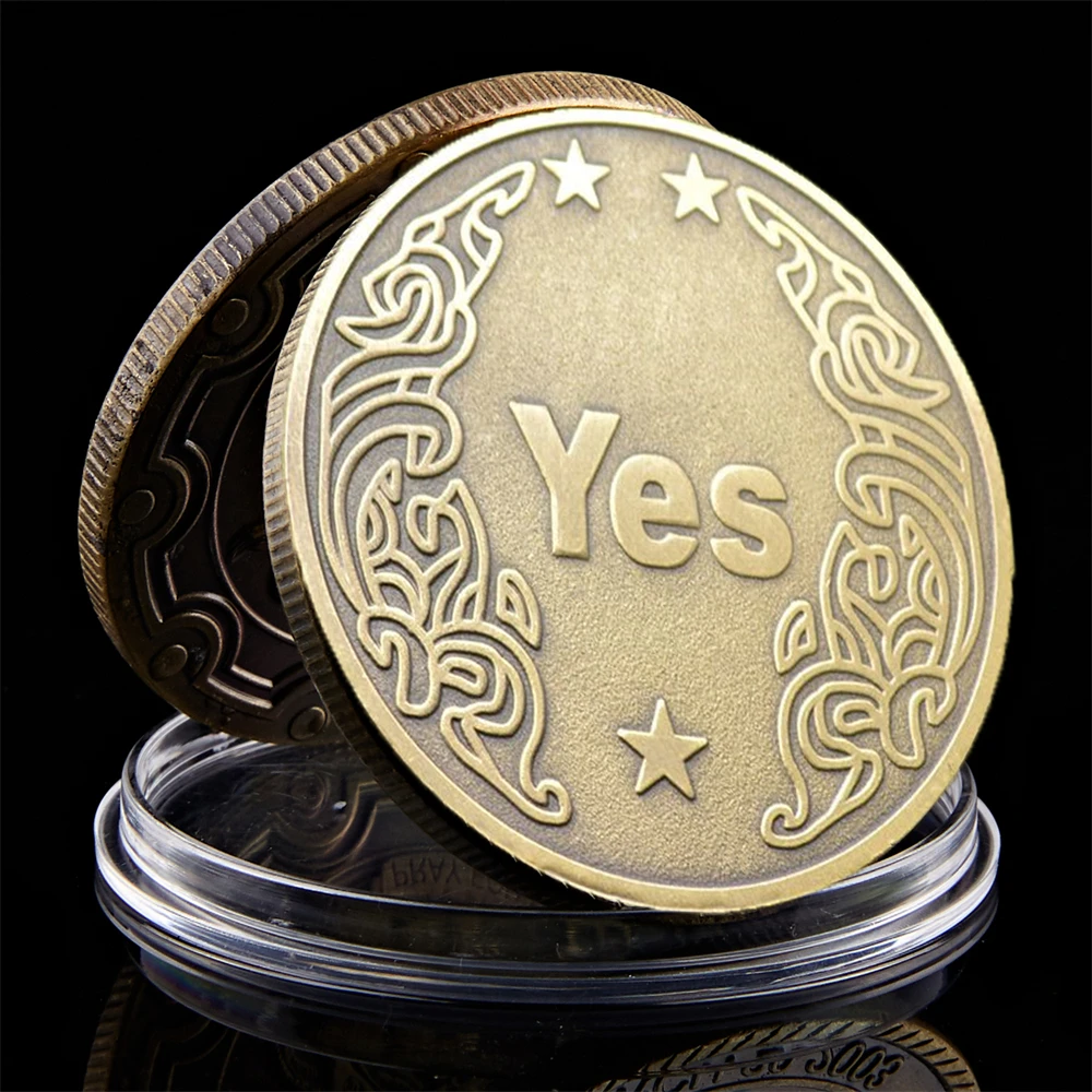 Yes or No Prediction Decision Copper Coin Ouija All-Seeing Eye or Death Angel Gothic Value Collectible Coin Art Collection