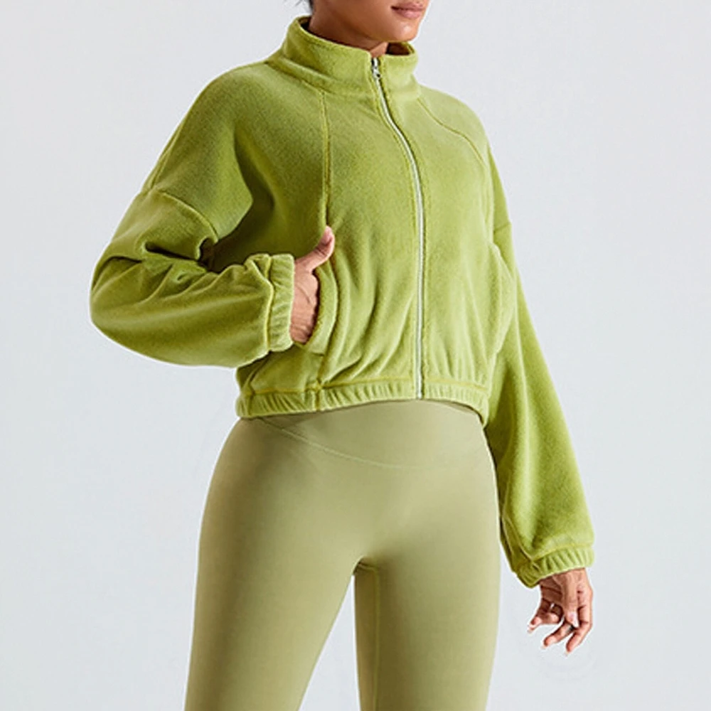 

Women's Long Sleeve Cardigans Elegant Chic Minimalism Stand Collar Plain Coats Autumn Winter Casual Fashion