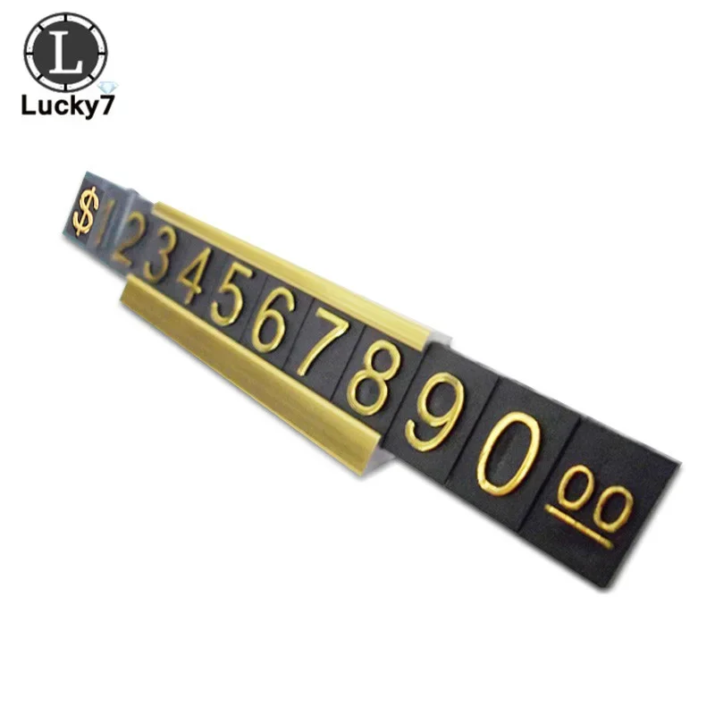 Counter Top Adjustable Price Tags Kit $ Euro Card Jewelry Clothes Numberal Digit Display Cube Sign Label Alloy Board Stand Frame