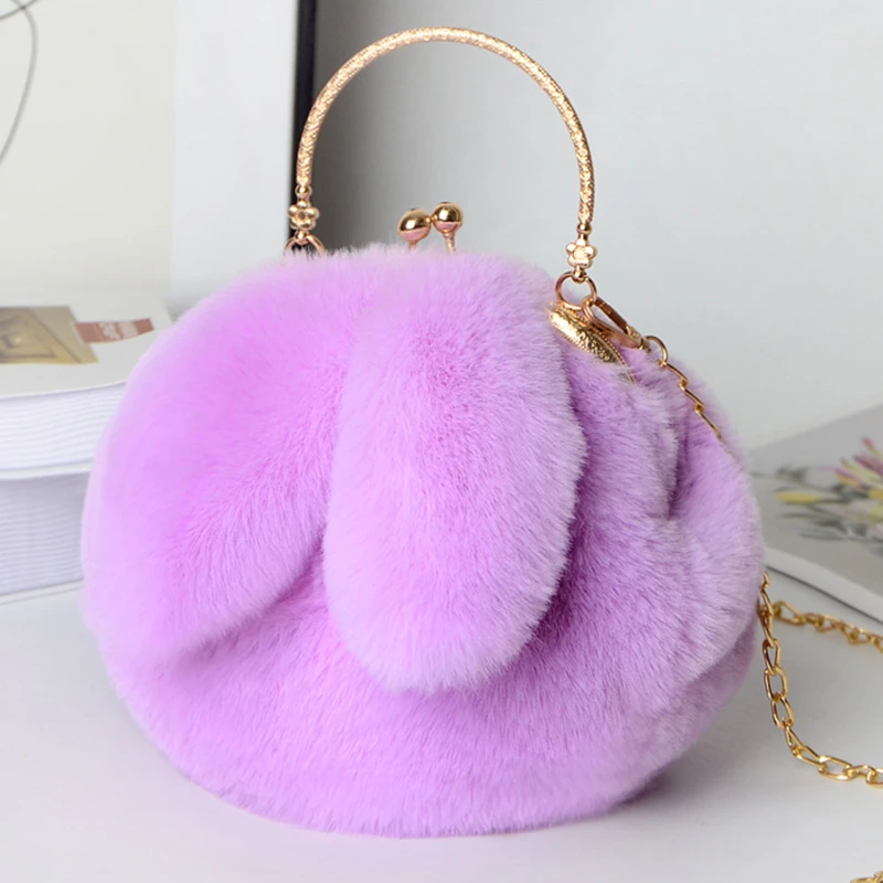 Cute Plush Rabbit Crossbody Bags for Women Korean Version Cute Purses and Handbags Girls New Rabbit Ear Shoulder Messenger Bag