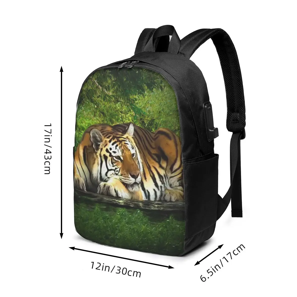 Tiger Lying In The Forest Pattern Backpack Travel Notebook Bag Computer College Student School Bag Laptop Shoulder Bags