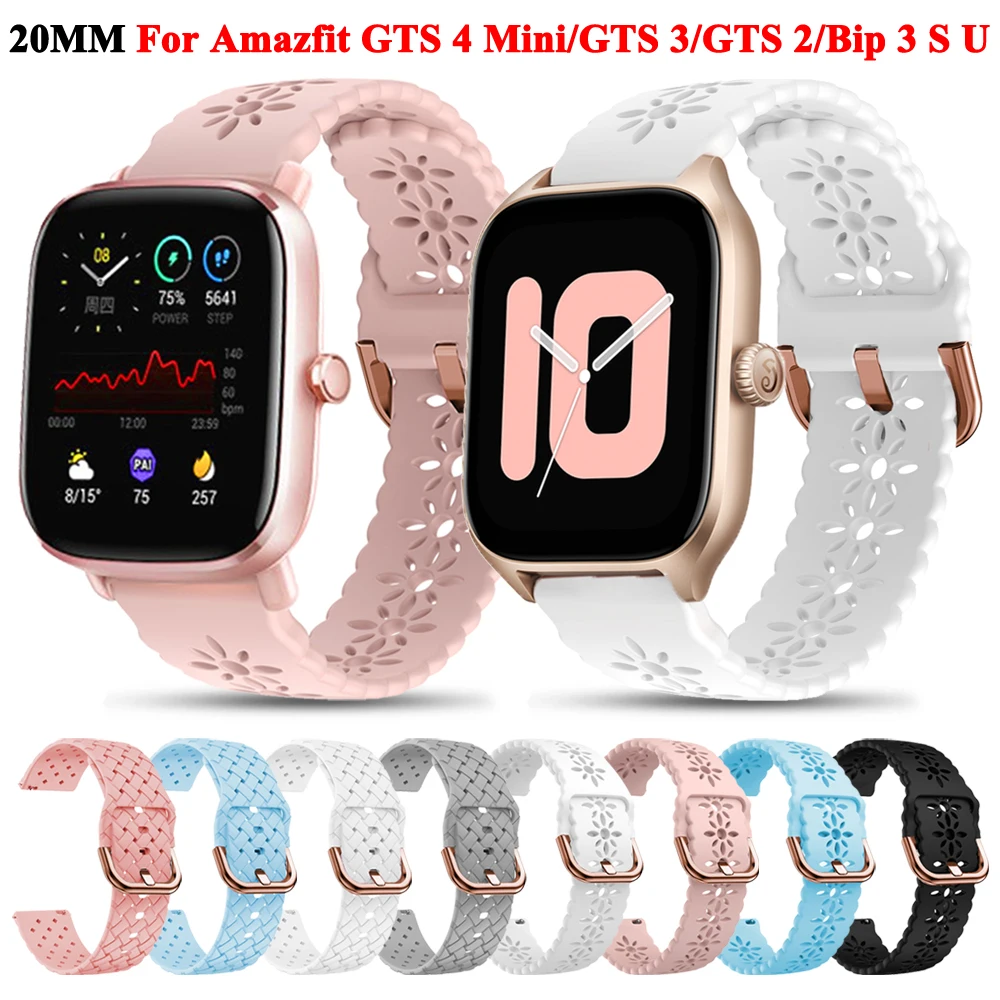 20mm Silicone Watch Strap Bracelet For Amazfit GTS 4/3/2/2e Mini Replacement Strap For Amazfit GTR Mini/Bip 3/S/U Pro Watchband