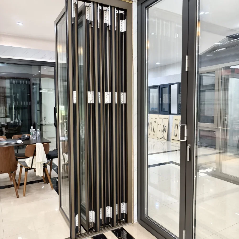 DN Folding Door Tempered Glass Patio Bifold Doors Double-glazed Home Exterior Doors Custom-made 2.0mm Aluminum Accordion Doors