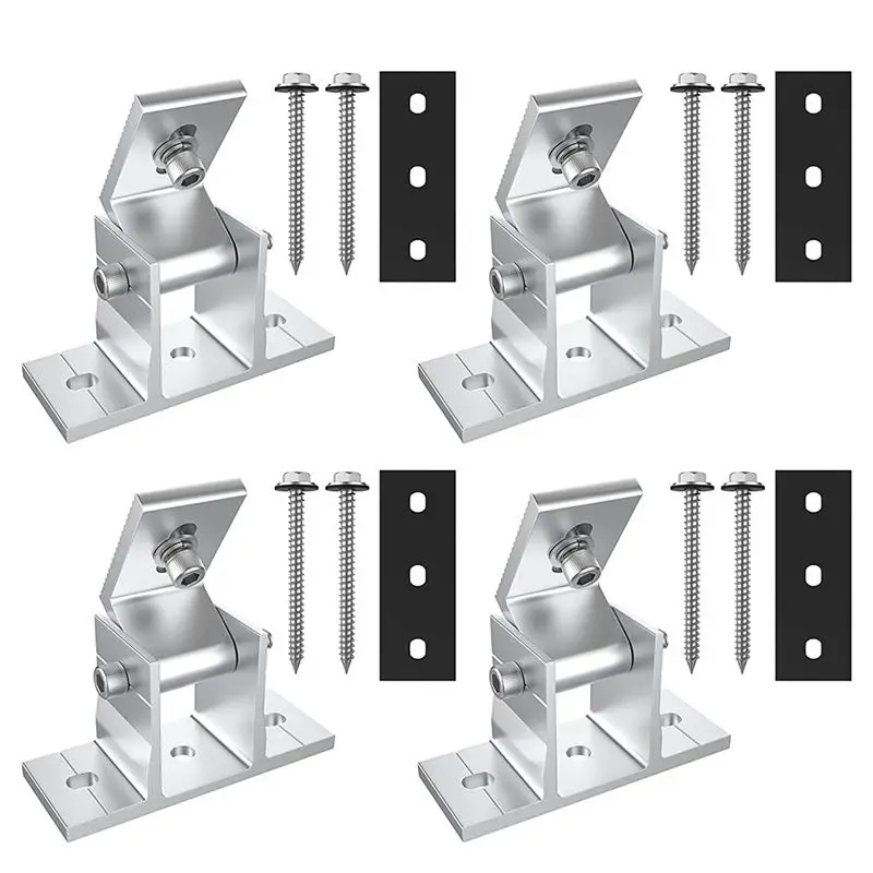 A75K 4 Pack Solar Panel Holders, Roof Hooks, 10-60° Attachment Solar Module, Adjustable Pv Module Holder for Solar Panel