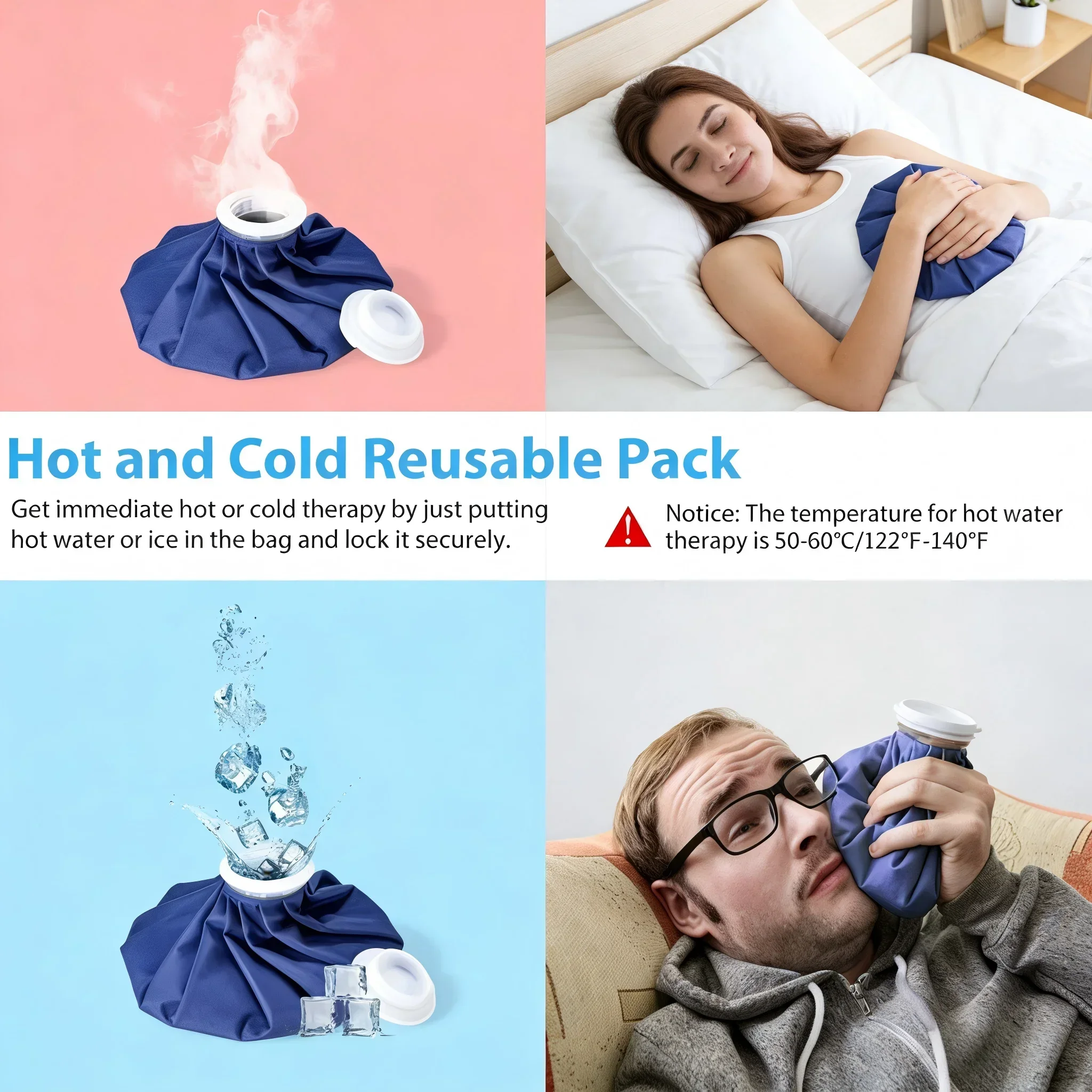 Leak-Proof Ice Bag for Hot & Cold Therapy, 3 Sizes Reusable Cold Pack for Pain Relief, Injury Recovery, Sports, First Aid, image 5