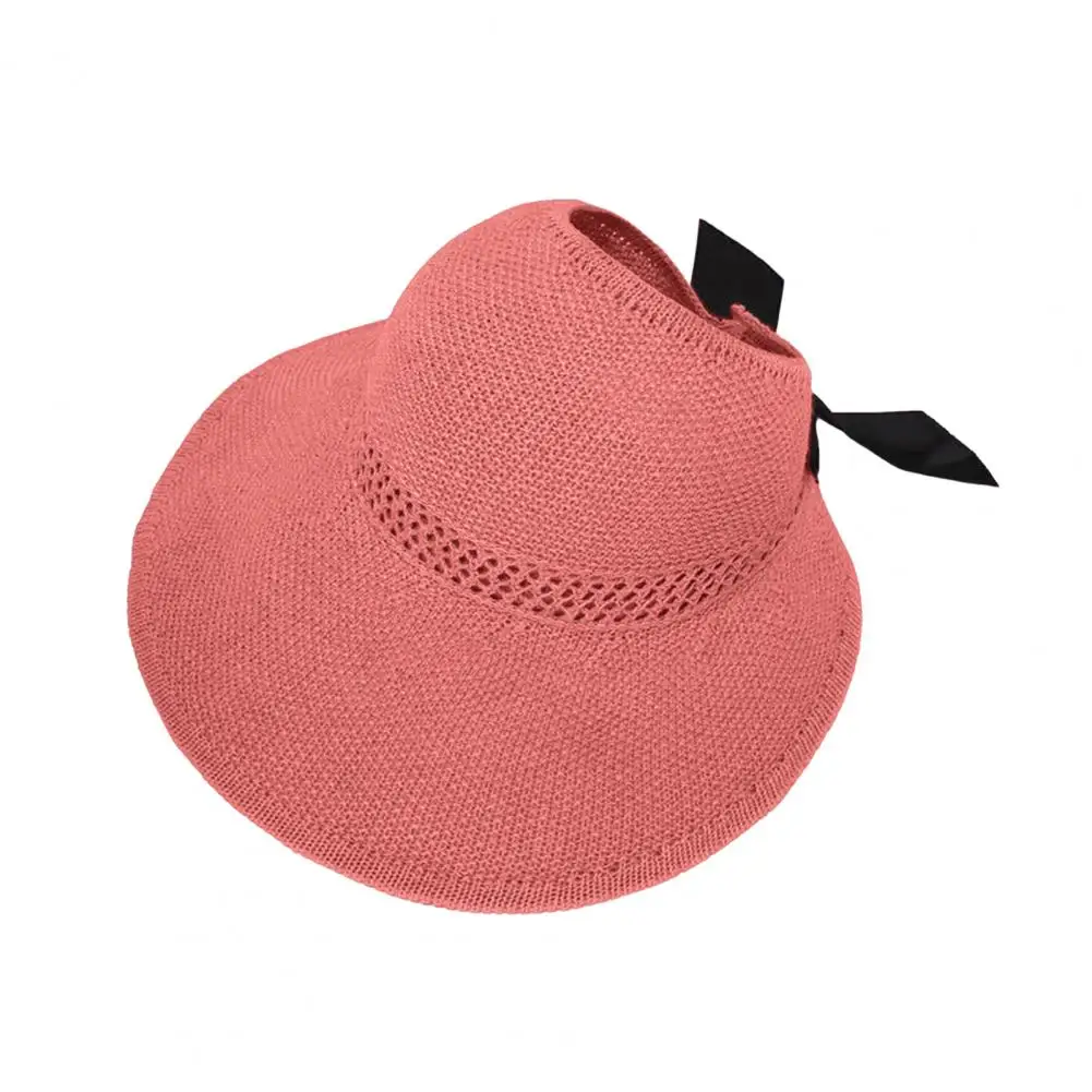 Summer Women Sun Hat Wide Brim Empty Top Hat Foldable Outdoor Travel Sun Hat