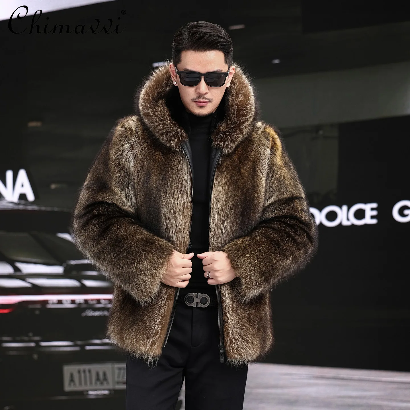 

Высококачественная шуба из лисьего меха, мужская шуба из норки, средней длины, тяжелые роскошные короткие утолщенные теплые зимние модные красивые куртки с лацканами