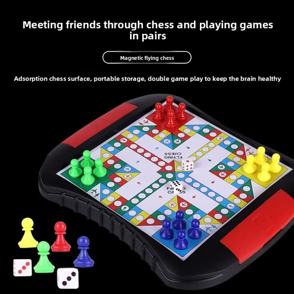 Magnetische fliegende Schlange, Schach, Dame, tragbares, faltbares Brettspiel für Reisen und Desktop, Strategiespaß für Erwachsene und Kinder