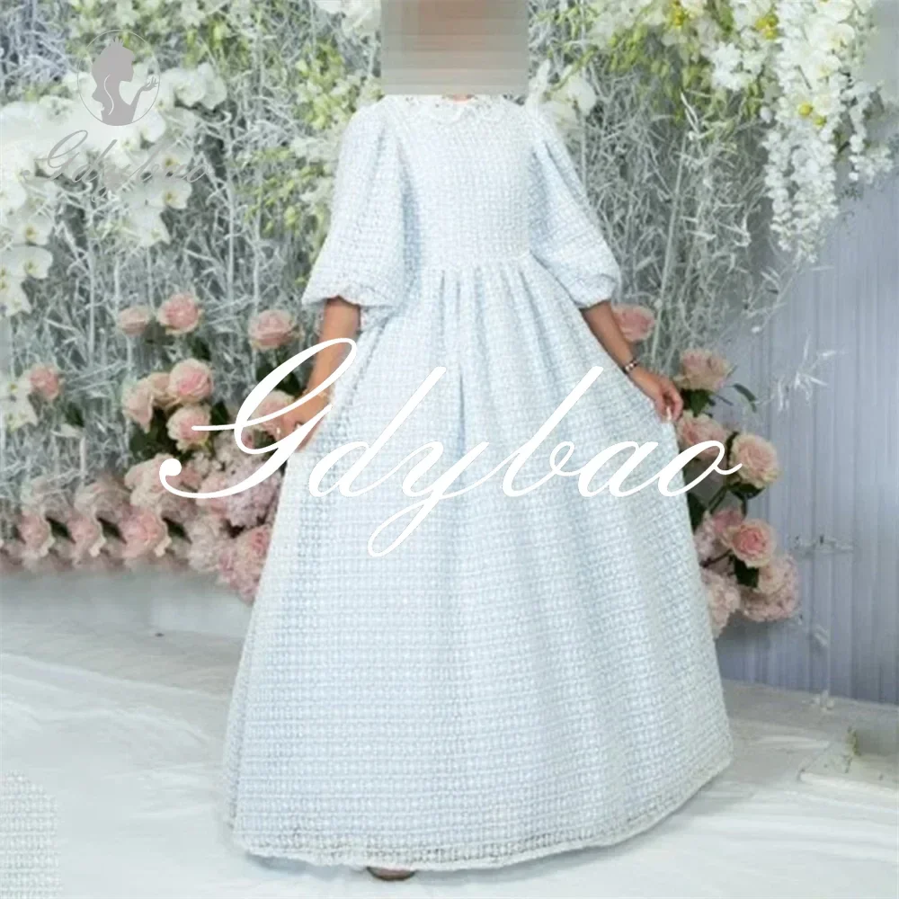 Formal Princess Applique Long Ball First Communion Dress Floor Length Half Puff Sleeve Elegant Flower Girl Gown Customized