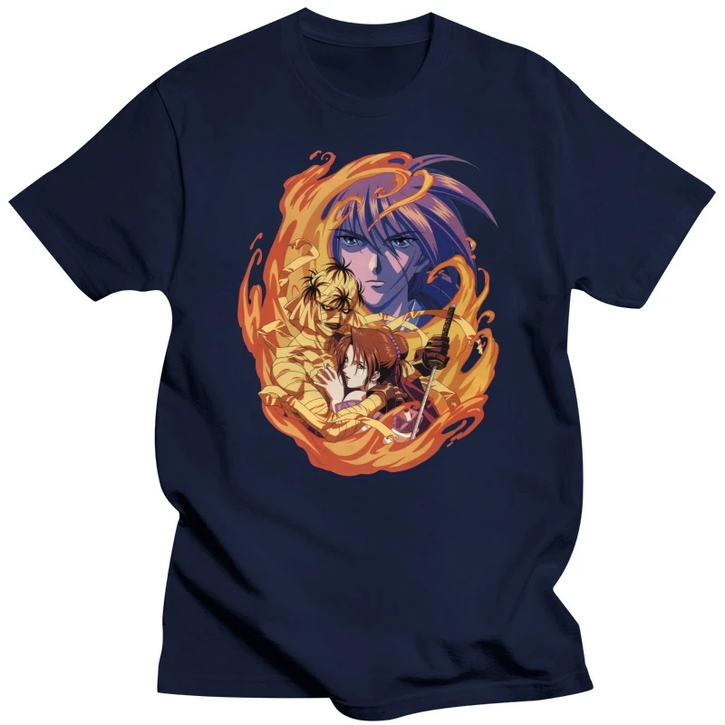 Rurouni Kenshin Shishio Arc Fire Art Men'S (Woman'S Available) T Shirt Black Loose Size Tee Shirt