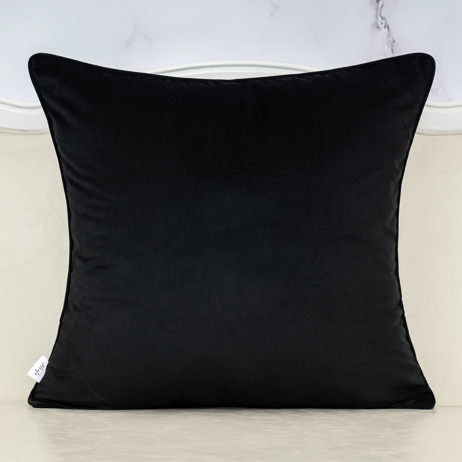 Aeckself Luxury Faux Wool Velvet Patchwork Cushion Cover Home Decor Throw Pillow Case for Sofa Living Room Bedroom Black White