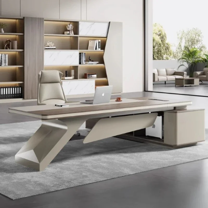 

Big Drawer Organiser Table Office Standing Work Writing Reading Desk White Executive L Shaped Escritorio Oficina Furniture