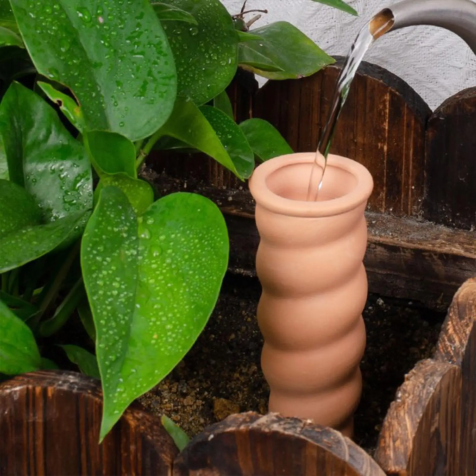 Self Watering Spikes 4 Pieces Clay Self-Watering Stakes Automatic Irrigation Waterer Accessories For Indoor Outdoor Flower Lawn