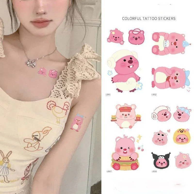 New Cute Zanmang Loopy Stickers Kawaii Anime Tattoo Sticker Waterproof Pink Ins Paintings Cartoon Stickers Toys for Girl Gifts