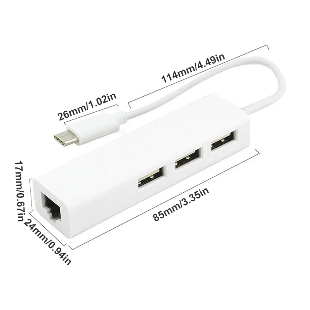 4 in 1 USB Type C to RJ45 Lan Network Card USB2.0 Ethernet Card Hub Splitter Adapter 10GBit/s for Laptop PC Driver Free