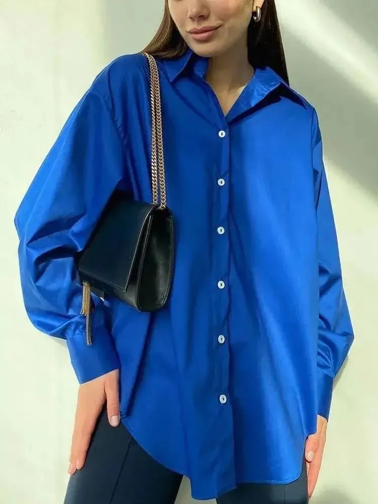 

100% Cotton Shirts for Women Spring and Summer Fashion Long Sleeve Shirt Single Breasted Design Casual Loose Blouse for Women