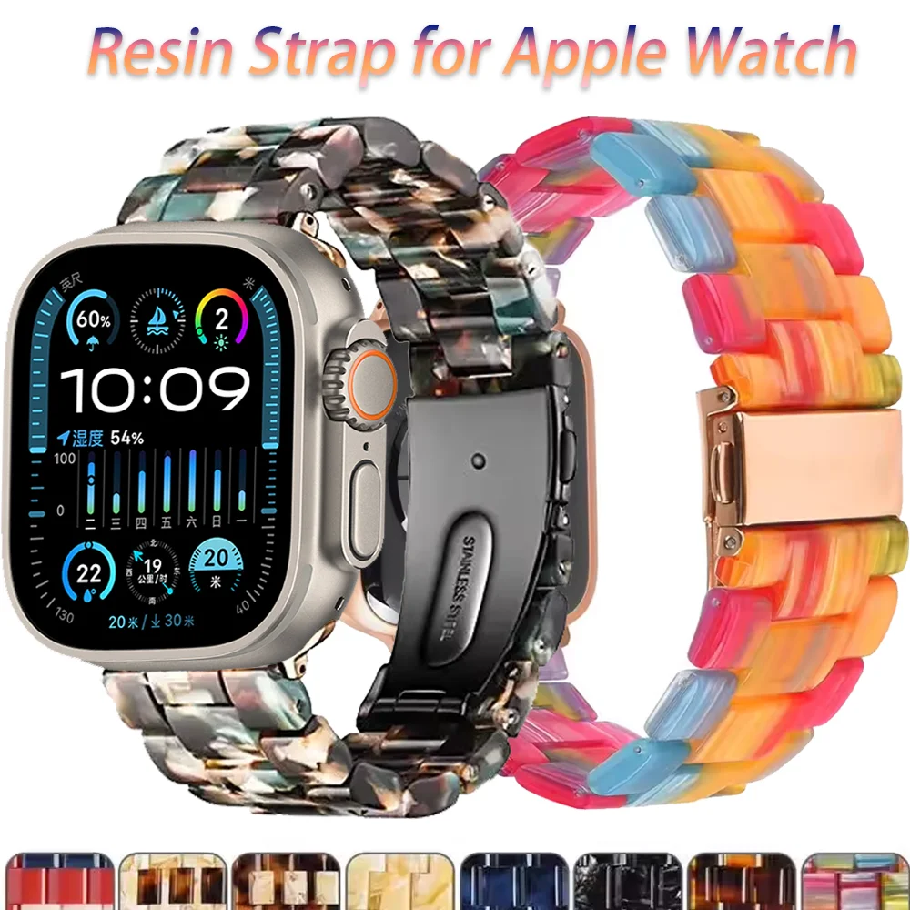 Apple Watch 시리즈 용 수지 스트랩 Ultra 2 49mm 10 46mm 42mm 스트랩 스틸 팔찌 iWatch 9 8 7 6 5 4 SE 45mm41mm 44mm40mm Correa