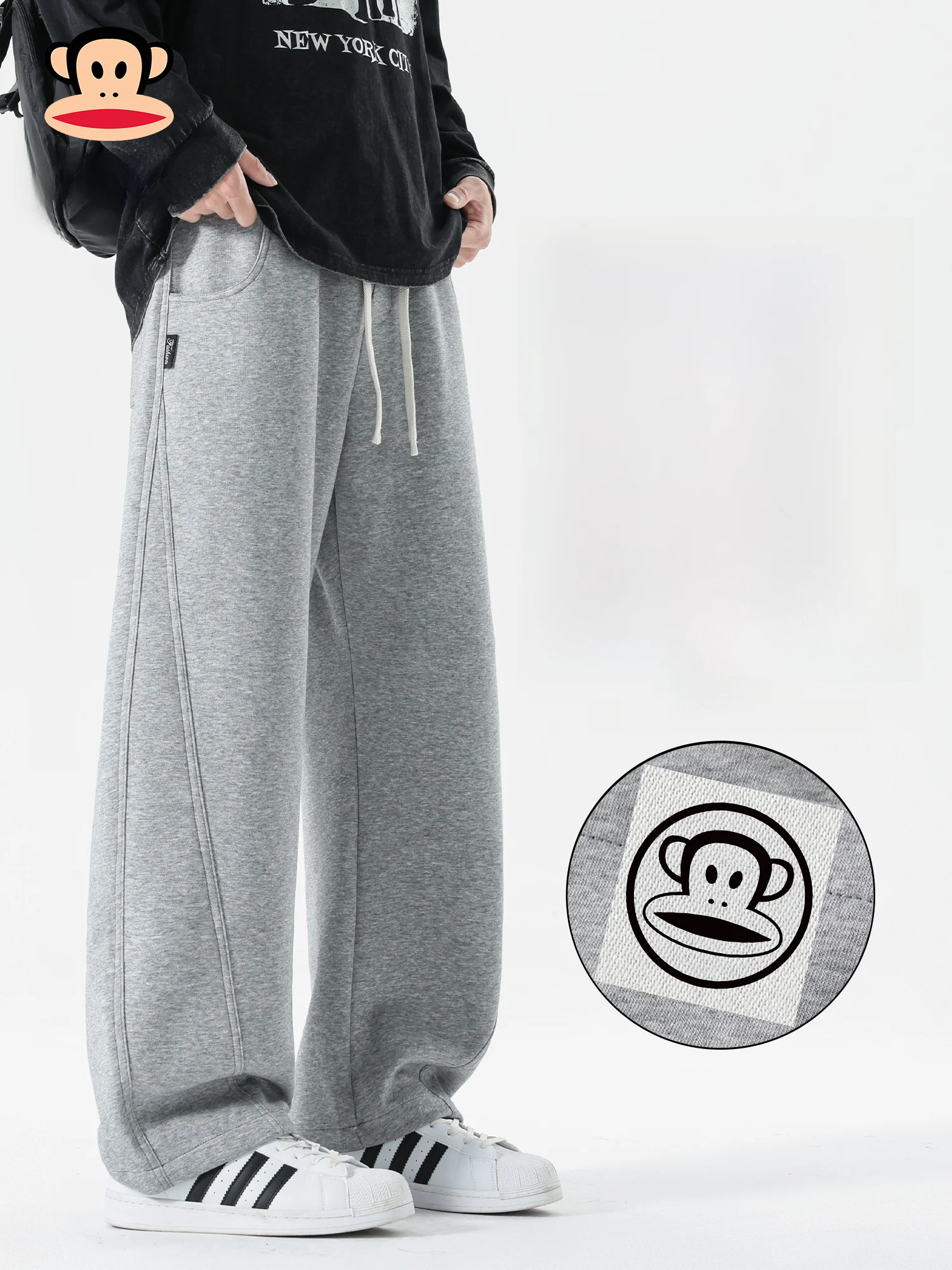 

Loose Casual Pants for Men Large Mouth Monkey Spor Straight Leg Spring New Sle Bend Knife Pants Cotton Blend F...