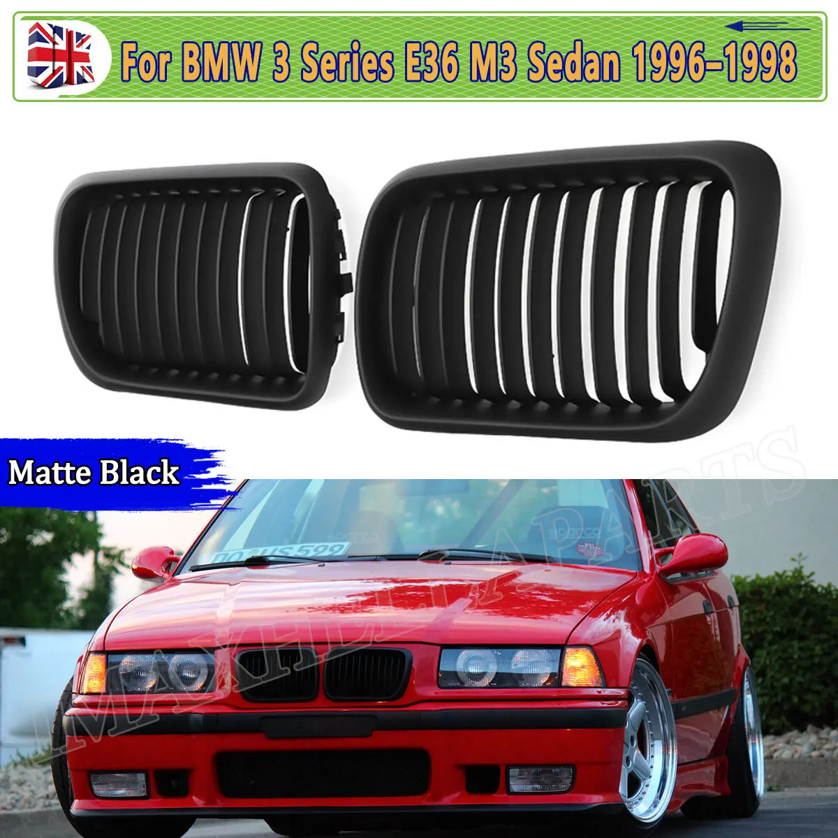 

Front Hood Grill Grille For BMW E36 3 Series M3 318i 325i 328i LCI 1996 1997 1998 1999 Matte Black Kidney Sport Middle Grille