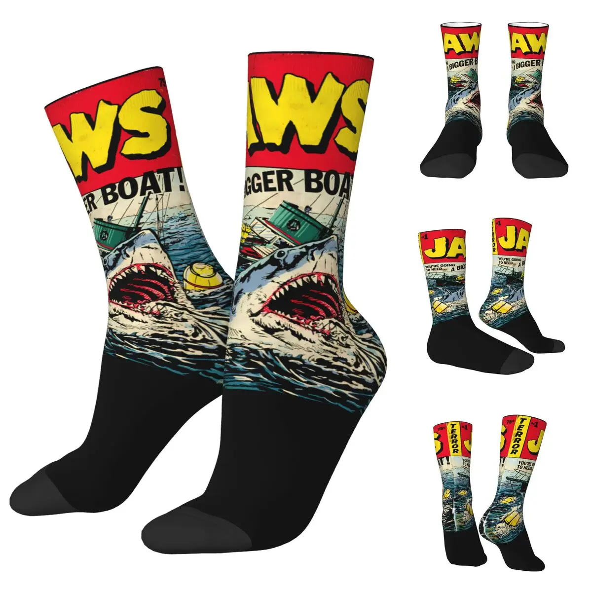 3D printing cosy Unisex Socks,Warm Jaws Edition Comic shark Interesting Four Seasons Socks