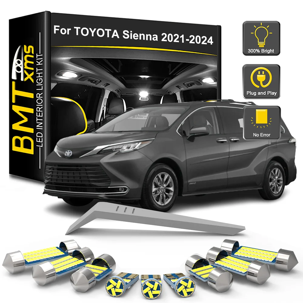 

BMTxms 9/17Pcs For Toyota Sienna 2021 2022 2023 2024 LED Interior Light Dome Bulb Car Accessories Canbus Indoor Reading Lights