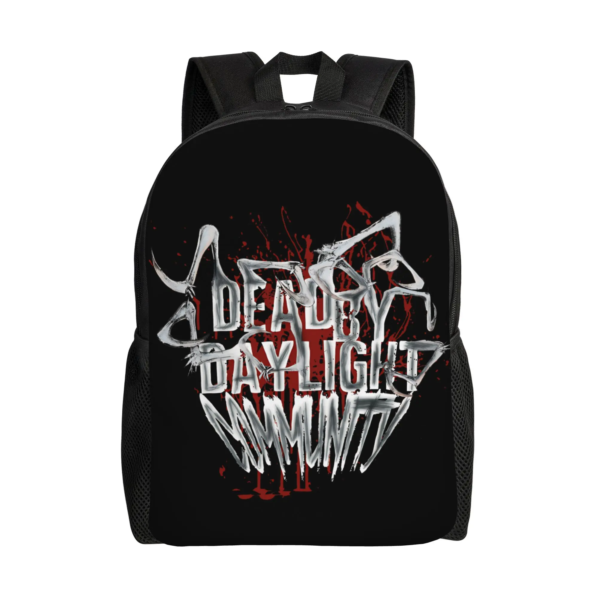 

Логотип сообщества Deads by Daylights. Красно-белый рюкзак. Модный студенческий рюкзак для работы. Сумка через плечо для ноутбука с карманом.