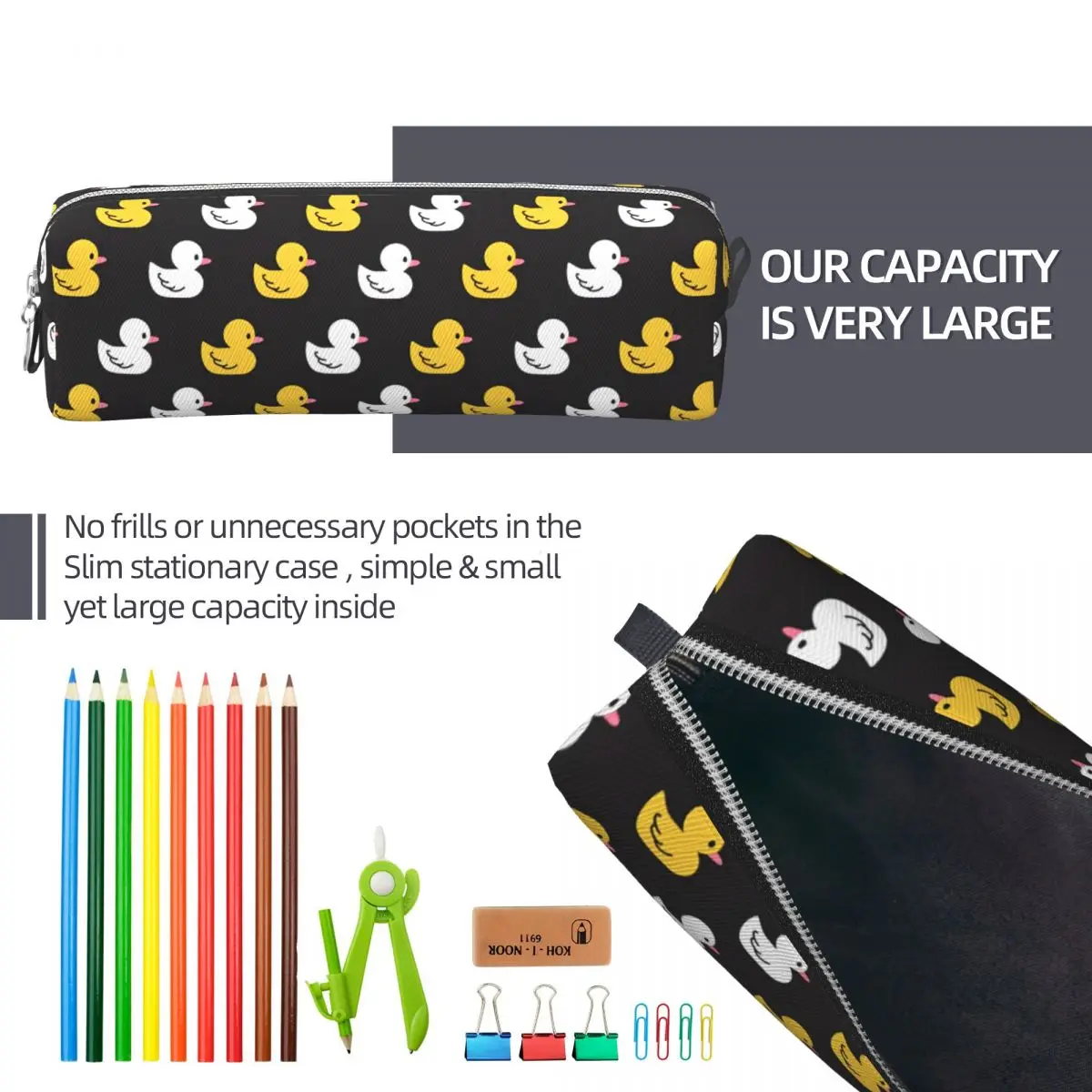 Fun Cute Duck Cartoon Pencil Case Pencil Pouch Pen for Student Big Capacity Bags Office Gift Stationery