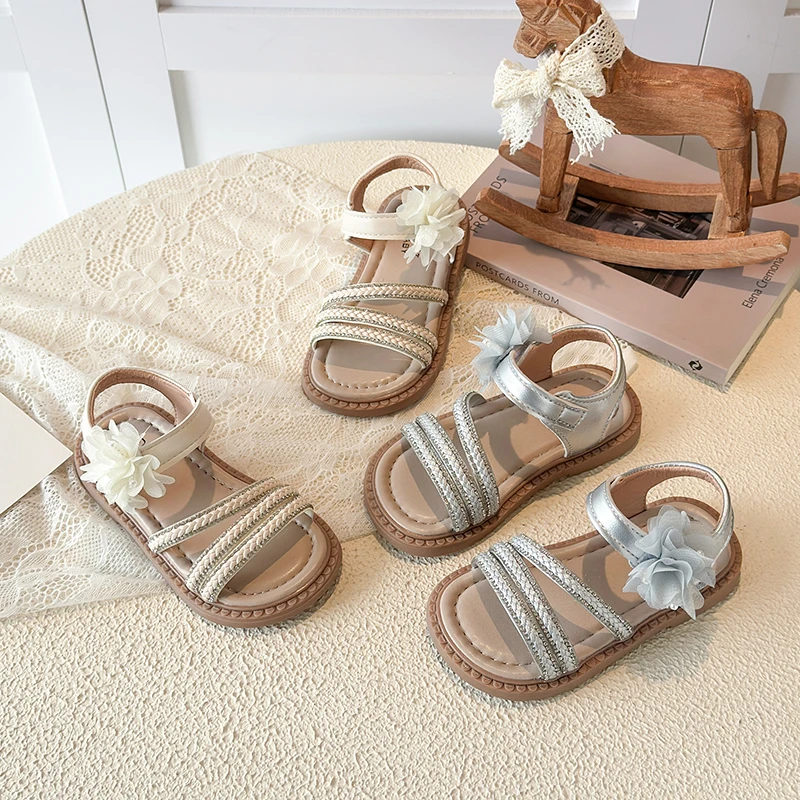 

Girls Flower Sandals Summer Kids Princess Shoes Soft Sole Children Beach Sandals Girl Fashion Flat Shoes Toddler Shoes Sandals