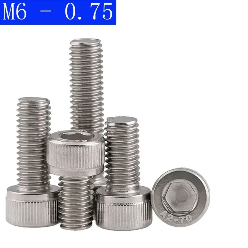 M6 - 0.75 ( 6mm ) Fine Thread 304 Stainless Steel Socket Head Caps Screws Metric DIN 912